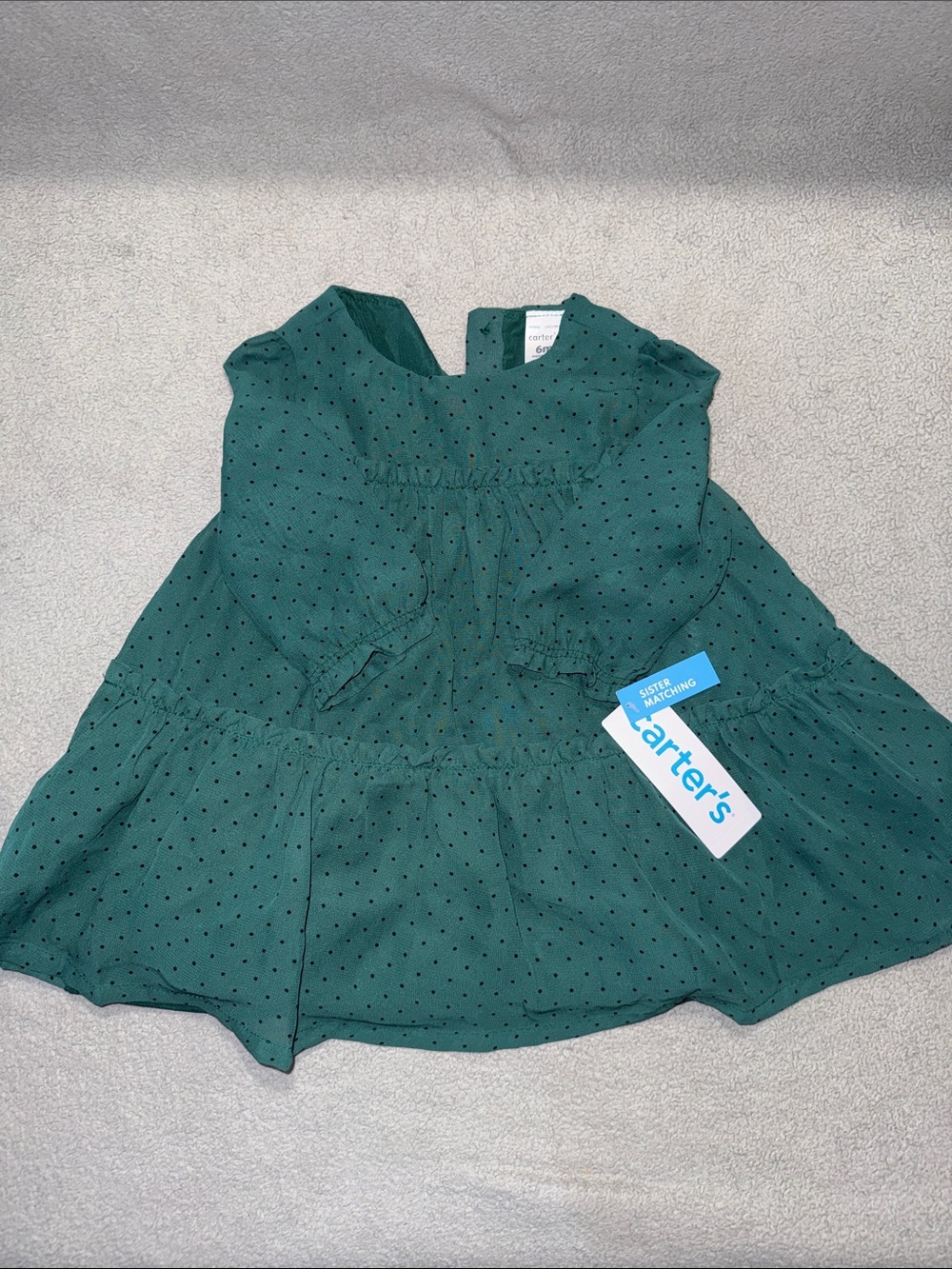 Carter's Teal Green Polka Dot Baby Dress (6M)
